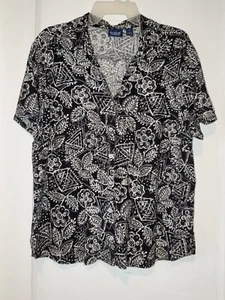 Neu ohne Etikett Gloria Vanderbilt mehrfarbiges Oberteil mit Knopfleiste Gr. XL #368 - Bild 1 von 3