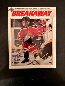 Mar 1995 Paul Laus Autographed Hockey Breakaway Magazine 100% Gtd. Panthers - Picture 1 of 1