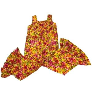 Mono Vintage Años 60 70 Psicodélico Mod Campana Parte Inferior Rosa Rojo Amarillo - Imagen 1 de 15