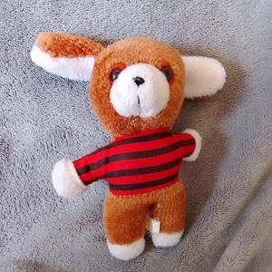Small Vintage Avon Puppy Dog Soft toy plush. Striped top. - Picture 1 of 3