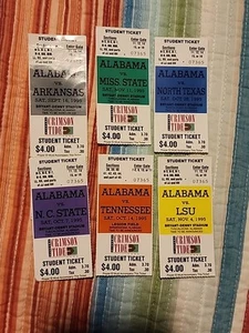 6  DIFFERENT Alabama Football  game Day ticket Stub. 1995. - Picture 1 of 2
