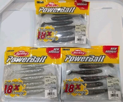 Lot of 3-Berkley PowerBait 5" Soft Plastic PaddleTails Bass SwimBait Lures   - Image 1 of 4