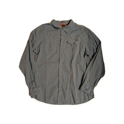 Ocean Current Men Size L Blue Striped Knit Button Up Shirt Long Sleeve Pocket - Image 1 of 4