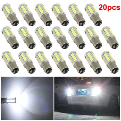 20Pcs 1157 BAY15D 5630 33SMD Car 12V LED Tail Brake Light Canbus Bulb Lamp White - Image 1 of 4