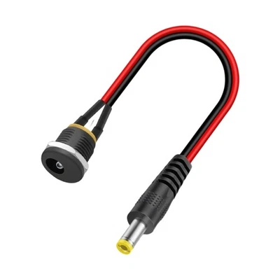 PVC Metal DC5525 Power Socket To Threaded Socket Cable For LED Strips Motor - Image 1 of 4