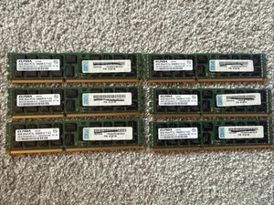 48GB (6x8GB) Elpida DDR3 ECC REG Server RAM Kit EBJ81RF4EDWA-DJ-F 2Rx4 - Picture 1 of 5