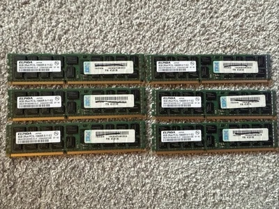 48GB (6x8GB) Elpida DDR3 ECC REG Server RAM Kit EBJ81RF4EDWA-DJ-F 2Rx4 - Image 1 of 4