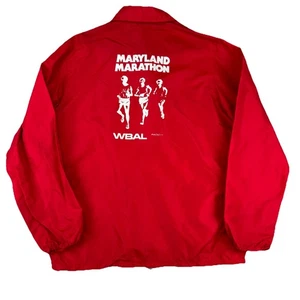 VTG 1970s Maryland Marathon WBAL Radio 11 Red Coach Jacket Windbreaker USA - Picture 1 of 7