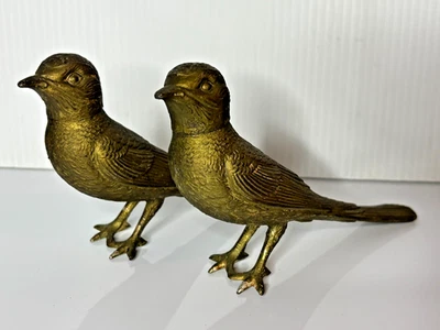 Juego de estatuillas vintage MCM de latón faisán urogallo codorniz pájaro salero y pimentero agitador Foto 1 de 4