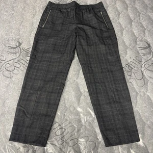 AllSaints Pant Agar Plaid Trouser Crop Leg Drawstring Gray Wool Blend W31 L26.5 - Picture 1 of 9