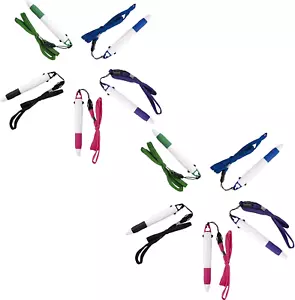 Neck Pens in a Rope Retractable Pen on Lanyard 2 Color Ink Ballpoint Pen with Ch - Picture 1 of 12