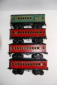 4 alte vierachsige Kraus Fandor Spur 0 Personenwagen 820 + Postwagen 1925 - Bild 1 von 10