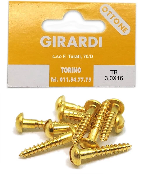 VITE A LEGNO IN OTTONE TESTA BOMBATA mm3,0x16 - DIN 96 - pz 20/50/100 - Immagine 1 di 1