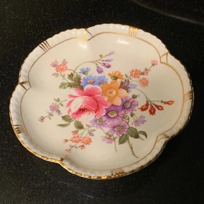 Royal Crown Derby 4 1/2" Tudor Rose Tray or Small Trinket Dish Derby Posies MINT - Image 1 of 4