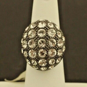 Rhinestone Cluster Ring Gun Metal Gray Size 6 - Picture 1 of 8