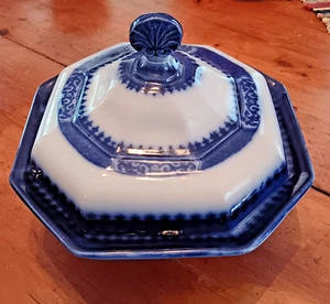 Flow blau "NANKIN" 10" Abendessen Gemüse Schüssel mit Deckel um 1845 - Bild 1 von 8