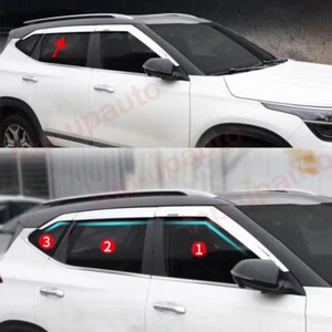 6P For Kia Seltos 2020-2024 silver Window Wind Visors Rain Guard Vent Deflectors - Picture 1 of 8