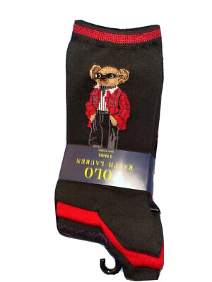 Polo Ralph Lauren Women's Polo Bear Crew Socks 3-Pack Holiday Theme - Image 1 of 4