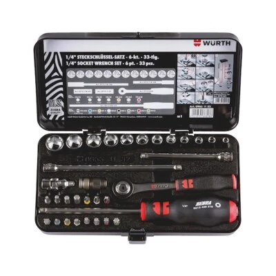 Chiavi a Bussola 1/4 a Cricchetto Professionali Set 33pz - WÜRTH 096511 32 - Immagine 1 di 4