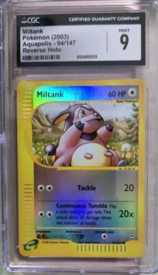 Miltank 94/147 Reverse Holo Aquapolis CGC 9 Mint PSA BGS - Image 1 of 3
