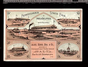 Antigua tarjeta comercial victoriana vendedor de sal del estado de Pensilvania de la década de 1880 - Imagen 1 de 2