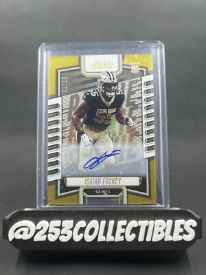 2023 Panini Absolute #166 Isaiah Foskey Blue RC Rookie Gold Auto /10 SSP Saints - Image 1 of 2