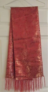 Yun Seide Brokat Rot & Gold Schal Läufer * Tian Gong * 57" L * Echtheitszertifikat, Box & Tasche - Bild 1 von 12