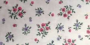 1980s Vtg. Fabric Pretty Calico Floral Print On Pale Blue Blue BTY *100% Cotton - Picture 1 of 5