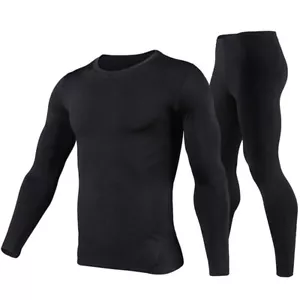 Men's Long Sleeve Thermal Underwear Johns Winter Warm Basic Crew Tops Shirt US - Picture 1 of 14