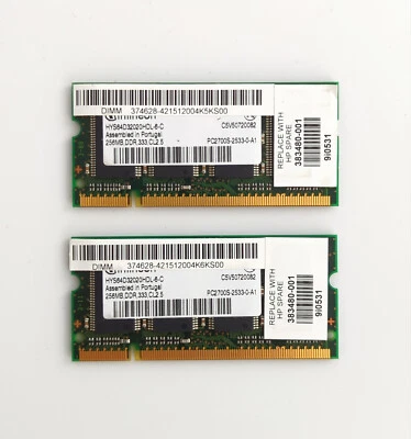 Infineon 2 x 256 MB DDR-333 HYS64D32020HDL-6-C SODIMM PC2700 Memoria RAM sin ECC Foto 1 de 3