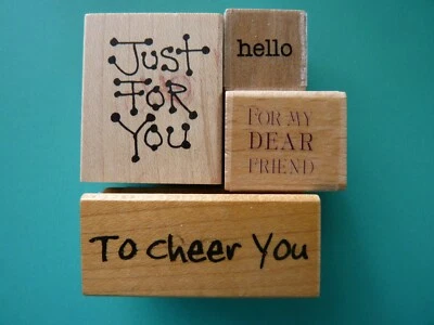 Pequeño conjunto de frases de amistad de (4) estampillas de goma varias compañías de estampillas Foto 1 de 2