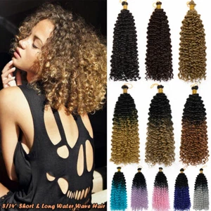 US Real Natural Water Wave Crochet Braids Deep Curly 10% Human Hair Extensions H - Picture 1 of 40