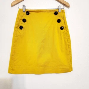 Boden Skirt size 4 Mustard Yellow MOD Above Knee Buttons Casual Preppy - Picture 1 of 10