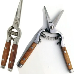 2x Traditional Ash Wood-Handled Pruning Snips Plant Secateurs Flower Scissors - Picture 1 of 8
