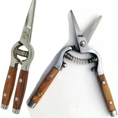 2x Traditional Ash Wood-Handled Pruning Snips Plant Secateurs Flower Scissors - Image 1 of 4