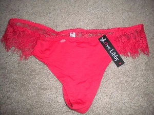 Pantias tanga roja Love Libby con encaje rojo pestañas en caderas y parte trasera NUEVAS CON ETIQUETAS 6 M - Imagen 1 de 1
