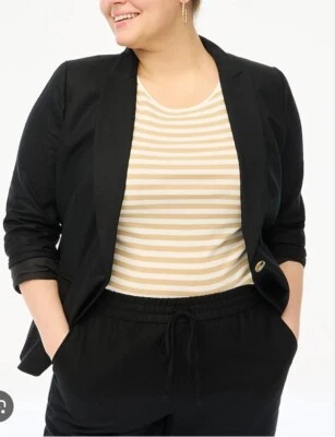 J. Crew Black Linen Blend One Button Blazer Size 4 - Image 1 of 4