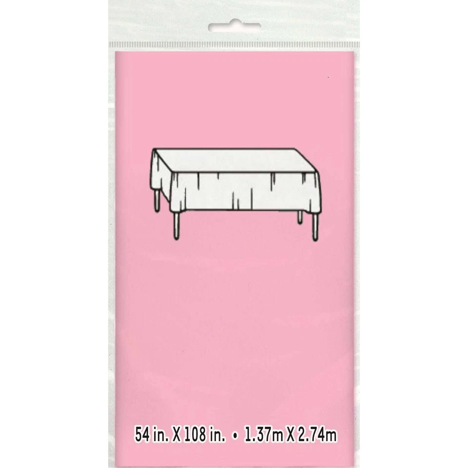 Lovely Pink Rectangular Plastic Tablecloth Tablecover Table Cloth 137cm X 274cm - image 1 of 1