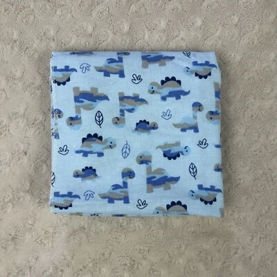 Swiggles Dinosaur Baby Blanket Flannel Receiving Blue Leaf Dino Security Lovey - Image 1 of 4