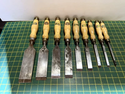 Rare Graduated Set of 9 no. Heavy Duty Marples Framing Chisels Good Condition - Image 1 of 4