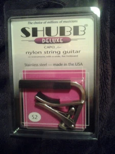 Shubb S2 Made In USA Deluxe Nylon String Guitar Capo, Stainless - Picture 1 of 2