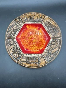Vintage sechs Flag Treasure Craft 70er Jahre Schmuck Bonboniere Vulkan rot orange - Bild 1 von 8