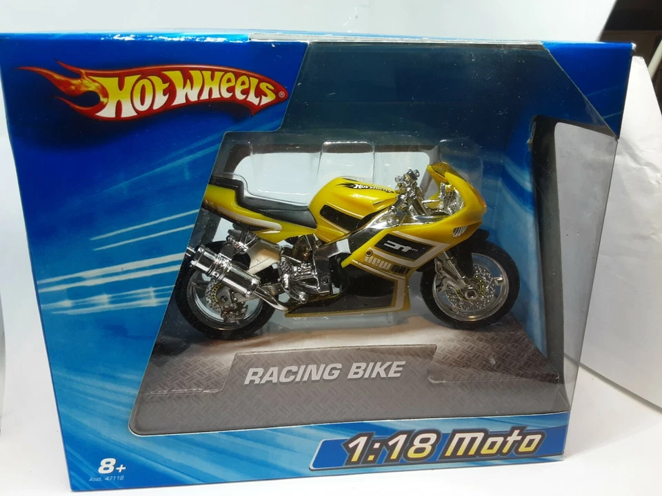 moto racing bike hotwheels 1/18 jaune et noir  numero G8250 - Photo 1/1