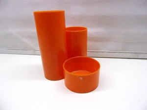 Vintage Stifthalter Utensilo 70er Jahre ORANGE  3 Röhren Utensilo Stiftbox - Bild 1 von 1