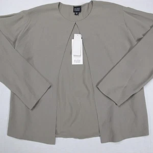 Chaqueta Eileen Fisher Cuello Redondo Mujer Gris Medio 100% Seda Frente Abierto Georgette - Imagen 1 de 17