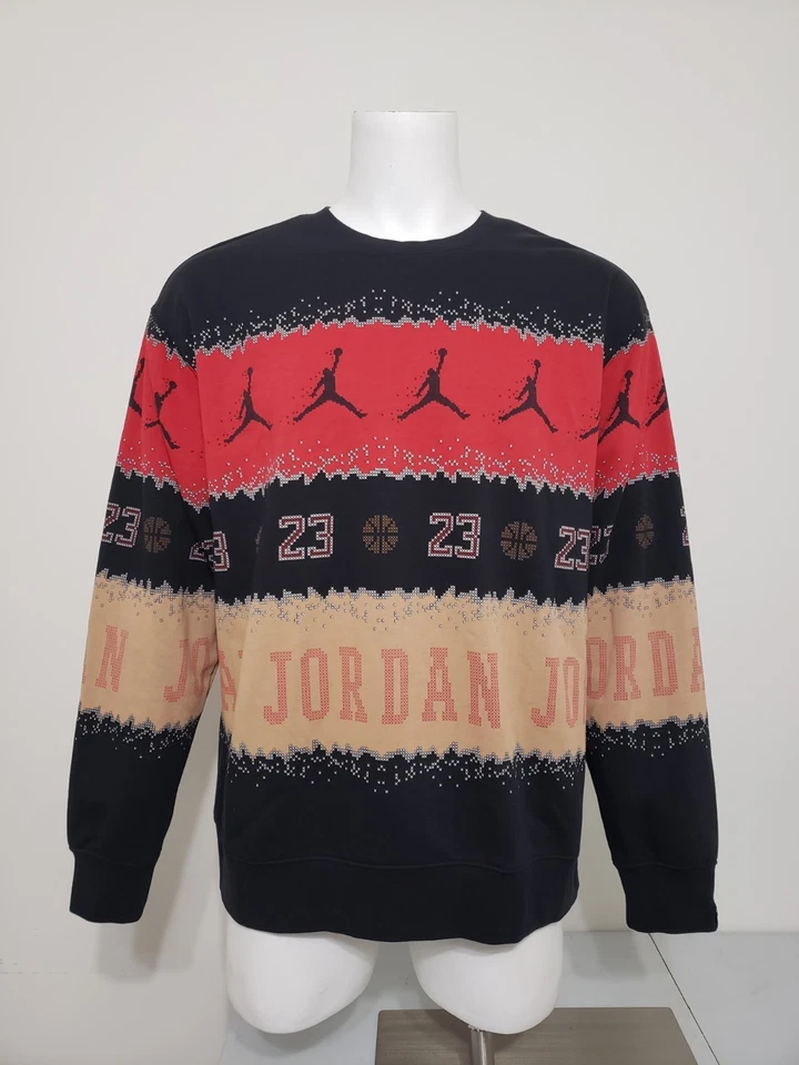 Nike Men’s Sz L Jordan Fleece Crew Sweater Sweatshirt Holiday FD7463-687