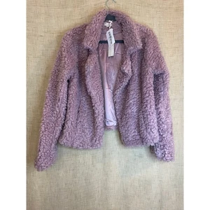 Chaqueta Between Sisters The Annie Abrigo Sherpa Rosa Felpa Grande - Imagen 1 de 9