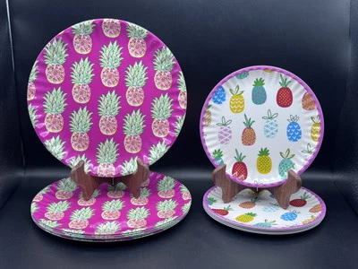 6 KENSIE HOME Pineapple Melamine Dinner/5 CYNTHIA ROWLEY Dessert Salad Plate Set - Image 1 of 4