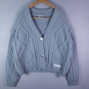Taylor Swift The Tortured Poets Department Sweater Womens M/L Gray Cardigan - Picture 1 of 8
