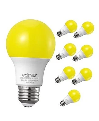  A19 Yellow Light Bulbs, 9W(60W Equivalent), 600LM 2400K Amber Glow Outdoor  - Image 1 of 4